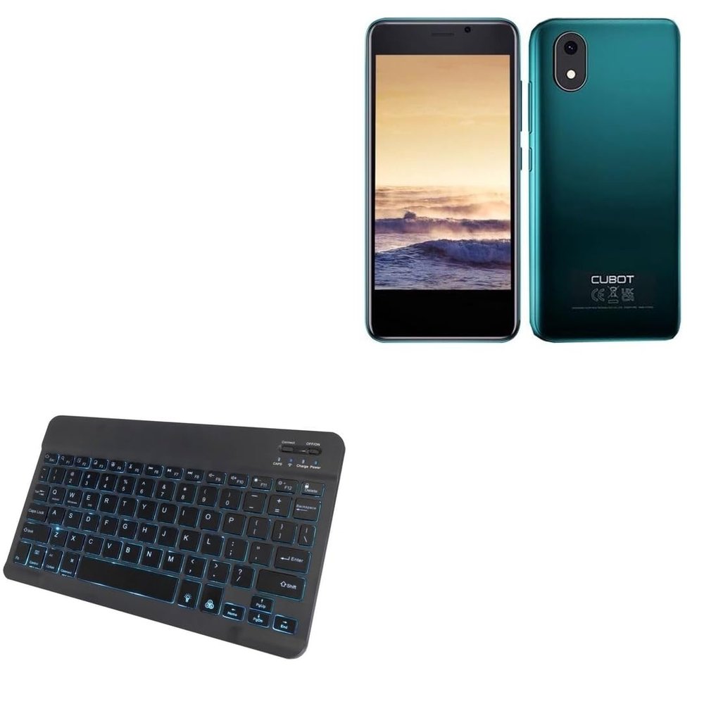 BoxWave Keyboard Compatible with Cubot J20 - SlimKeys Bluetooth Keyboard - with Backlight, Portable Slim LED 7 Colors - Jet Black