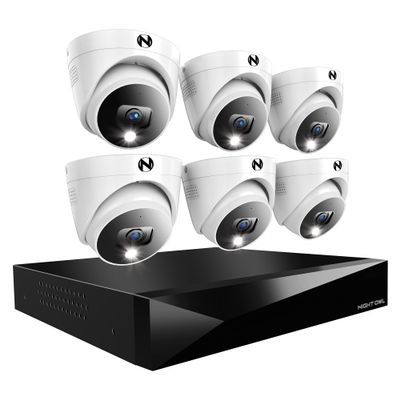 Night Owl 2-Way Audio 12 Channel DVR Video Home Security Camera System with (6) Wired 2K HD Indoor/Outdoor Deterrence Dome Cameras and 2TB Hard Drive (Add up to 4 Wi-Fi Cameras) (6 Camera)