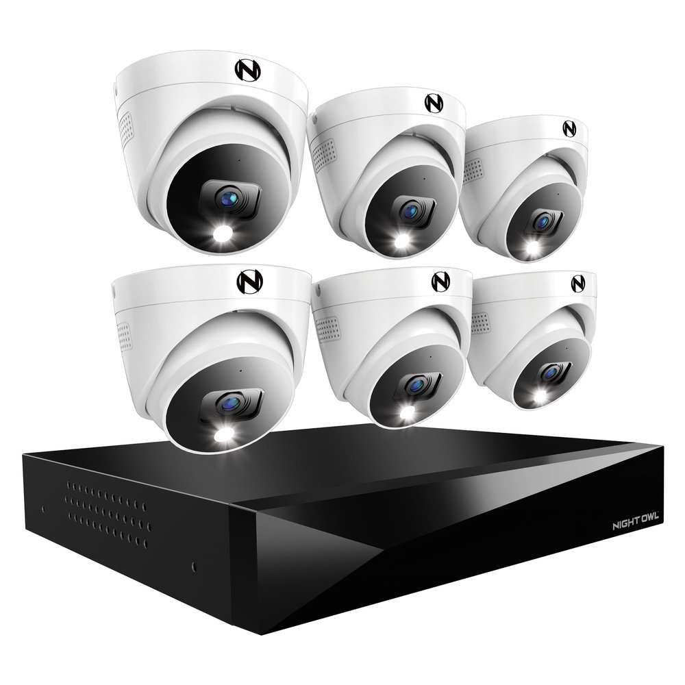 Night Owl 2-Way Audio 12 Channel DVR Video Home Security Camera System with (6) Wired 2K HD Indoor/Outdoor Deterrence Dome Cameras and 2TB Hard Drive (Add up to 4 Wi-Fi Cameras) (6 Camera)