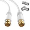 10FT RG6 Coaxial Cable, Gold Plated Connectors, Compatible with Cable Modems, Boxes & Routers, Includes 90 Degree Male to Female Adapter view 1