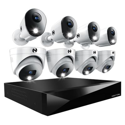 Night Owl 2-Way Audio 12 Channel DVR Video Home Security Camera System with 8 (4 Bullet 4 Dome)- 12 Channel 8 wired channels, 4 wireless wifi compatible)