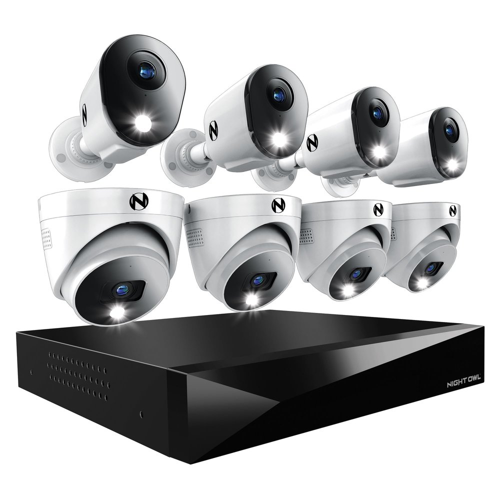 Night Owl 2-Way Audio 12 Channel DVR Video Home Security Camera System with 8 (4 Bullet 4 Dome)- 12 Channel 8 wired channels, 4 wireless wifi compatible)