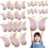 Kigeli 20 Pcs Giant Butterfly Party Decorations 4 Sizes Butterfly 3D Centerpieces Gold Wall Decor Paper Cutouts for Girl Baby Shower Wedding Party Room(Gold and Purple) view 1