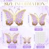 Kigeli 20 Pcs Giant Butterfly Party Decorations 4 Sizes Butterfly 3D Centerpieces Gold Wall Decor Paper Cutouts for Girl Baby Shower Wedding Party Room(Gold and Purple) view 2
