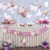 Kigeli 20 Pcs Giant Butterfly Party Decorations 4 Sizes Butterfly 3D Centerpieces Gold Wall Decor Paper Cutouts for Girl Baby Shower Wedding Party Room(Gold and Purple) view 3