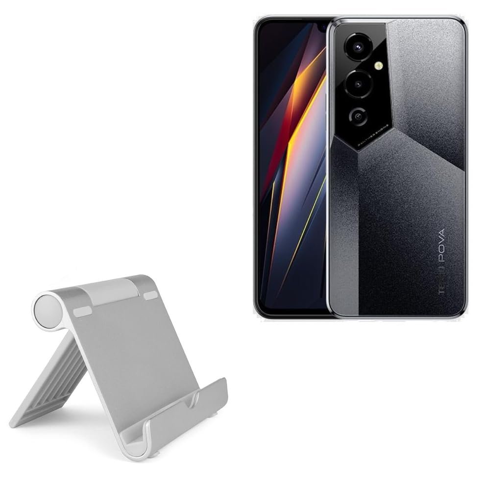 BoxWave Stand and Mount Compatible with Tecno Pova 4 Pro - VersaView Aluminum Stand, Portable, Multi Angle Viewing Sturdy