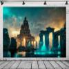Loccor 5x3ft Fabric Atlantis Underwater City Backdrop Fantasy Ancient Civilization Buildings Legend City Sunken Under The Water Photography Background Historical Mythology Photo Shoot Studio Props view 3