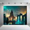 Loccor 5x3ft Fabric Atlantis Underwater City Backdrop Fantasy Ancient Civilization Buildings Legend City Sunken Under The Water Photography Background Historical Mythology Photo Shoot Studio Props view 4