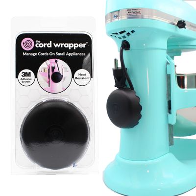 1-Pack Patented Heat-Resistant Cord Organizer for Appliances, Kitchen, Computers & More | Stick-On Cord Wrappers with Flexible Base, Secure Scalloped Edge, Black (3 x 1.5 Inches)