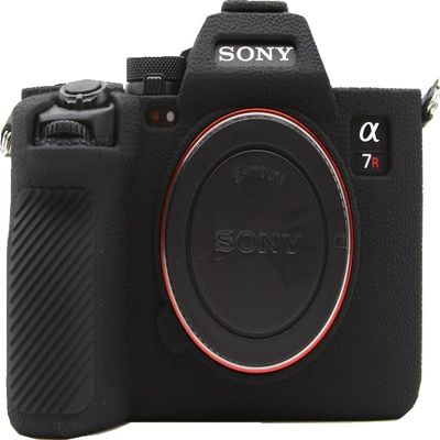 A7R V Camera Case, BMAOLLONGB Frosting Fullbody Thin Lightweight Silicone Camera Skin Body Rubber Cover Case for Sony Alpha A7R V (Black)
