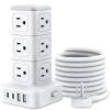 NTONPOWER 1080J Surge Protector Power Strip Tower, 10 Ft Extension Cord Flat Plug, 12 AC Outlets and 4 USB (2 USB C), 1625W 13A Overload Protection, Tower Surge Protector for Home Office Dorm Room view 1