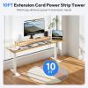 NTONPOWER 1080J Surge Protector Power Strip Tower, 10 Ft Extension Cord Flat Plug, 12 AC Outlets and 4 USB (2 USB C), 1625W 13A Overload Protection, Tower Surge Protector for Home Office Dorm Room view 3