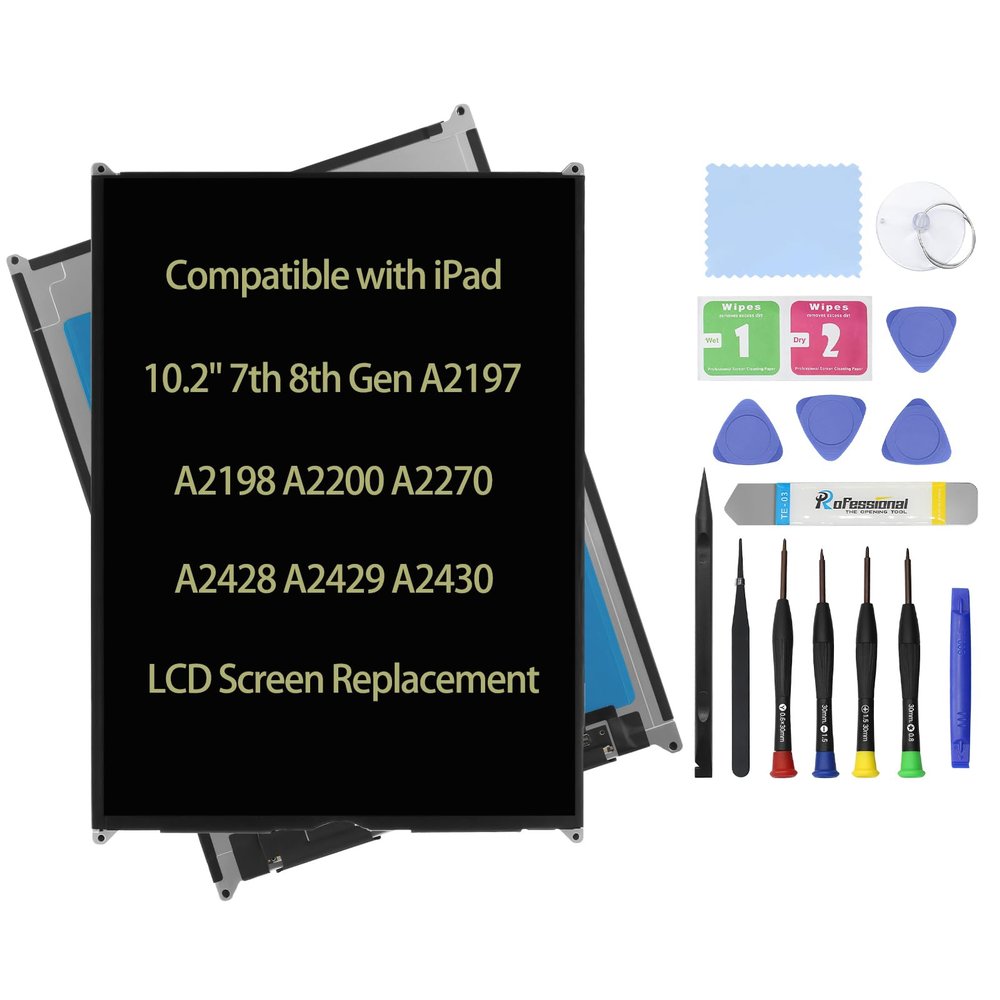 Daplinno LCD Screen Replacement Compatible with iPad 10.2 7th 8th Gen A2197 A2198 A2200 A2270 A2428 A2429 A2430 Display LCD Screen Replacement Assembly Panel Premium Repair Kit