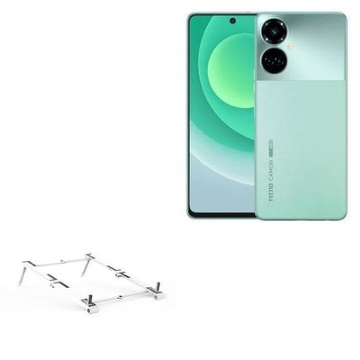 BoxWave Stand and Mount Compatible with Tecno Camon 19 - Pocket Aluminum Stand 3-in-1, Portable Multi Angle Viewing Riser - Metallic Silver