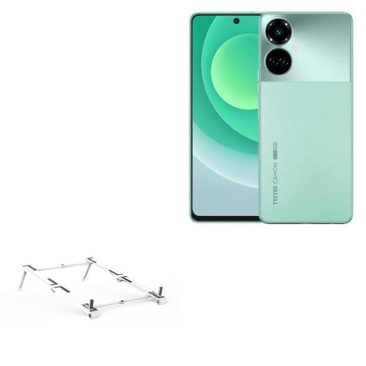 BoxWave Stand and Mount Compatible with Tecno Camon 19 - Pocket Aluminum Stand 3-in-1, Portable Multi Angle Viewing Riser - Metallic Silver