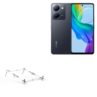 BoxWave Stand and Mount Compatible with vivo Y78 - Pocket Aluminum Stand 3-in-1, Portable Multi Angle Viewing Riser - Metallic Silver