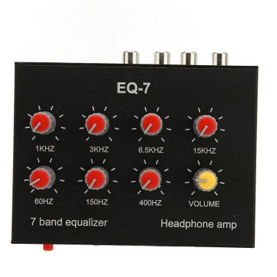 7 Band Sound Equalizer Dual Channel with 12dB High Bass Adjustment,Input Output, Aluminum Alloy, 3.5mm Interface, Compatible with Headphones for Car Audio