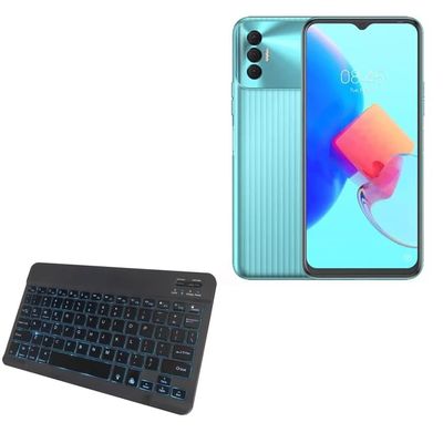 BoxWave Keyboard Compatible with Tecno Spark 8P - SlimKeys Bluetooth Keyboard - with Backlight, Portable Slim LED 7 Colors - Jet Black
