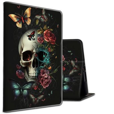 BEOTIWAD for 10.1" Amazon Fire HD 10 Tablet (13th Generation, 2023 Release),PU Leather Multi-Angle Anti Slide Stand Cases with Auto Wake/Sleep,Butterfly Skull Flower