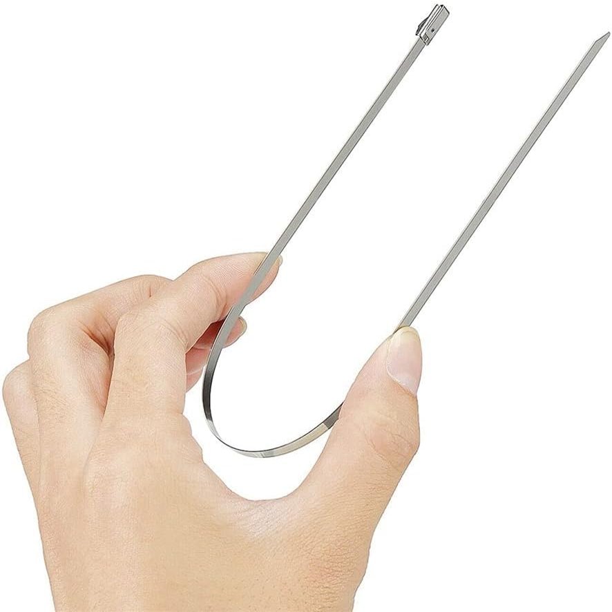 stainless steel cable ties,steel locking ties,100Pcs 304#Stainless Steel Cable Ties, 4.6mm Heavy Duty Self-Locking Cable Zip Tie Multi-Purpose Metal Exhaust Wrap Locking Ties (Size : 30cm x100pcs) ( C