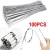 stainless steel cable ties,steel locking ties,100Pcs 304#Stainless Steel Cable Ties, 4.6mm Heavy Duty Self-Locking Cable Zip Tie Multi-Purpose Metal Exhaust Wrap Locking Ties (Size : 30cm x100pcs) ( C view 4