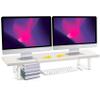 Across-Star Dual-Monitor-Stand-Riser-For-Desk Adjustable Length 32-40 InchLarge Desktop Computer Monitor Riser For 2 ScreensDesk Shelf Organizer Riser Stand For Computer/Laptop/PC/Printer/TV Black view 1