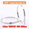 stainless steel cable ties,steel locking ties,4.6 100pcs 304 Stainless Steel Cable Steel Cable Tie, Heavy Duty Self-Locking Cable Zip Tie Cable Twist Ties (Size : 4.6x100x100PCS) (Size : 4.6x400x1 ( C view 2