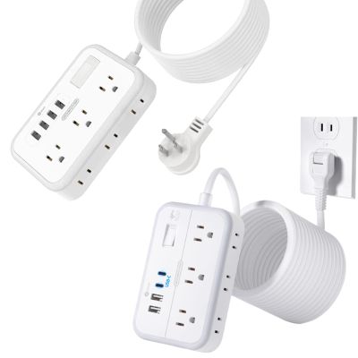 2 Prong Extension Cord 25 FT, 1080 Joules Surge Protector Power Strip with 6 Outlets 4 USB Ports(2 USB C), 1875W Three Prong to Two Prong Adapter, Rotating Flat Plug, Ideal for Old House