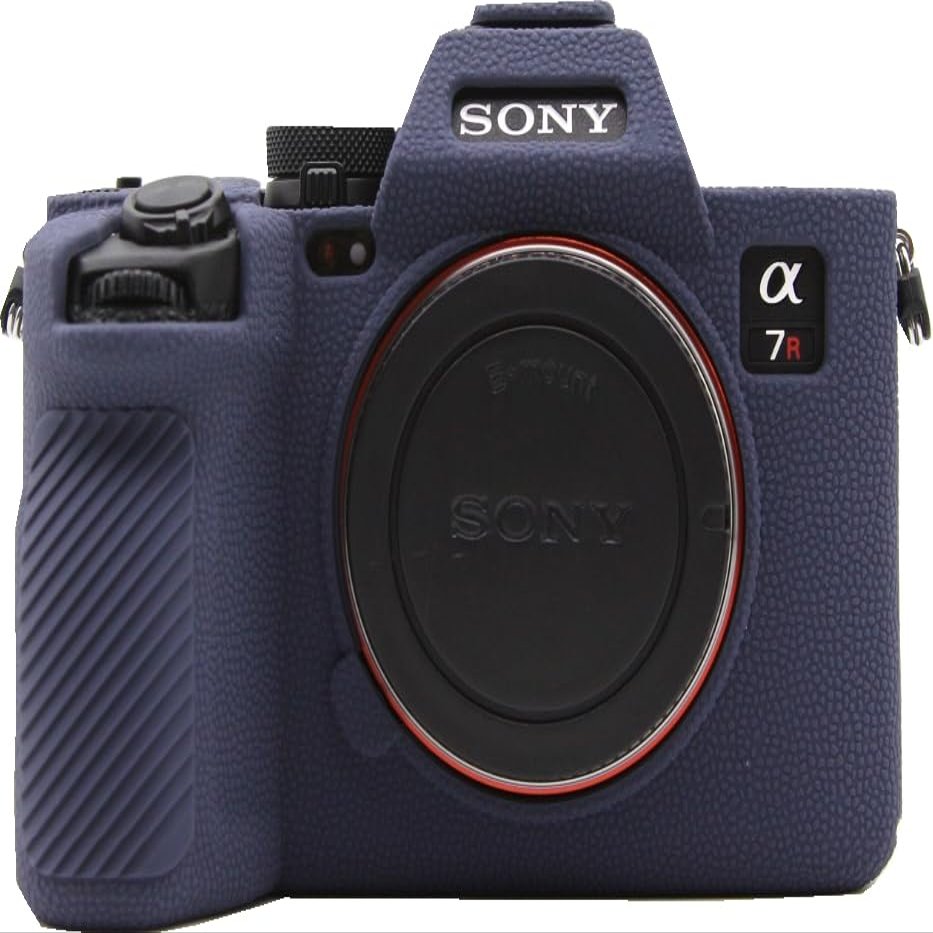 A7R V Camera Case, BMAOLLONGB Frosting Fullbody Thin Lightweight Silicone Camera Skin Body Rubber Cover Case for Sony Alpha A7R V (Blue)