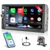 7" Wireless Double Din Car Stereo Apple Carplay Radio Screen for Car Audio Receivers, Bluetooth 5.1 Car Play Android Auto Touchscreen Backup Camera USB/AUX/TF SWC FM view 1