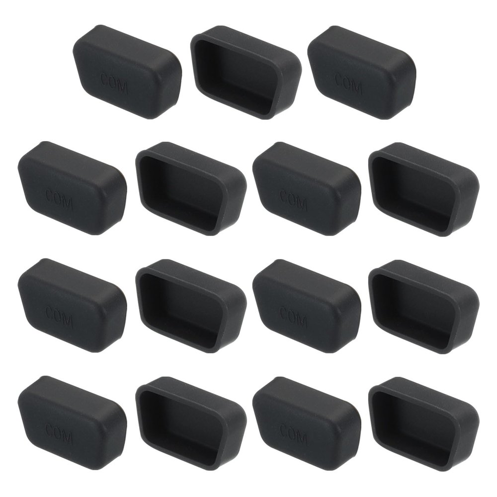 MECCANIXITY 15pcs Laptop COM Port Duct Covers Caps Silicone Plugs Protector for VGA DB9 DB15 Male End, Black