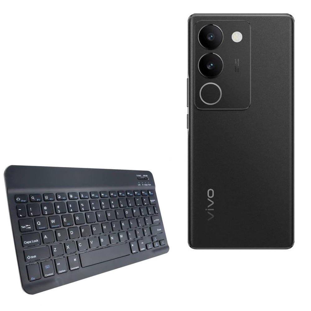 BoxWave Keyboard Compatible with vivo S17t - SlimKeys Bluetooth Keyboard, Portable Thin with Chiclet-Style Keys - Jet Black