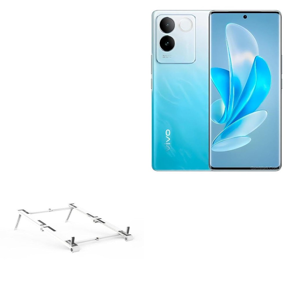 BoxWave Stand and Mount Compatible with vivo S17e - Pocket Aluminum Stand 3-in-1, Portable Multi Angle Viewing Riser - Metallic Silver