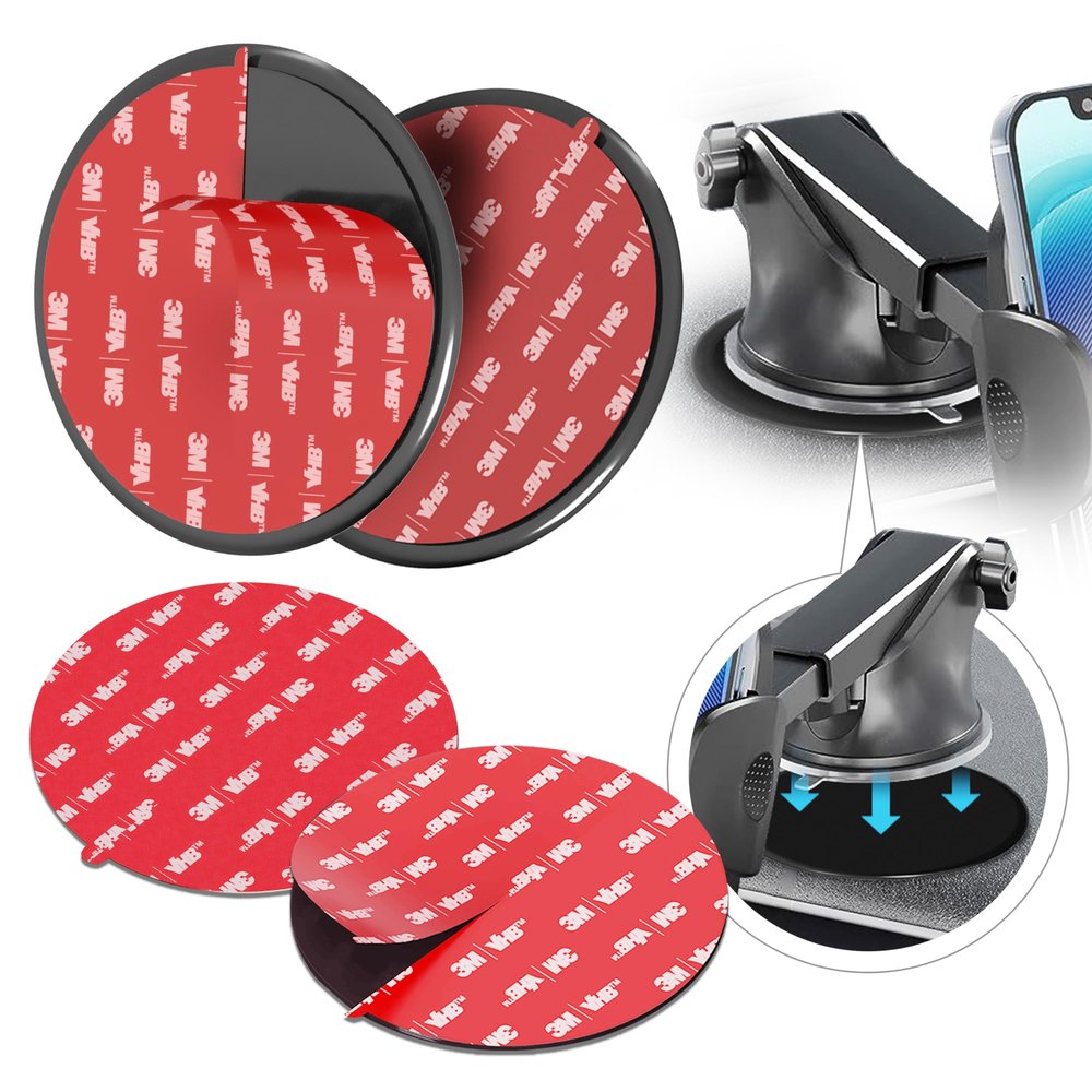 MASIGO Adhesive Dashboard Mounting Disk Set for Suction Cup Car Mounts  Made with 3M VHB, 3.74" (95mm) Wide  Secure Hold for Phone Holders, GPS, Dash Cams  Includes 2 Disks and 2 Replacement Pads