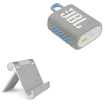 BoxWave Stand and Mount Compatible with JBL Go 3 Eco - VersaView Aluminum Stand, Portable, Multi Angle Viewing Sturdy