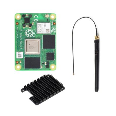 Waveshare Pi Compute Module 4 Comes with an Official Raspberry Pi CM4102016 (with Wireless, 2GB RAM, 16GB eMMC Flash), an Antenna Kit and a HEATSINK. (3 Items)