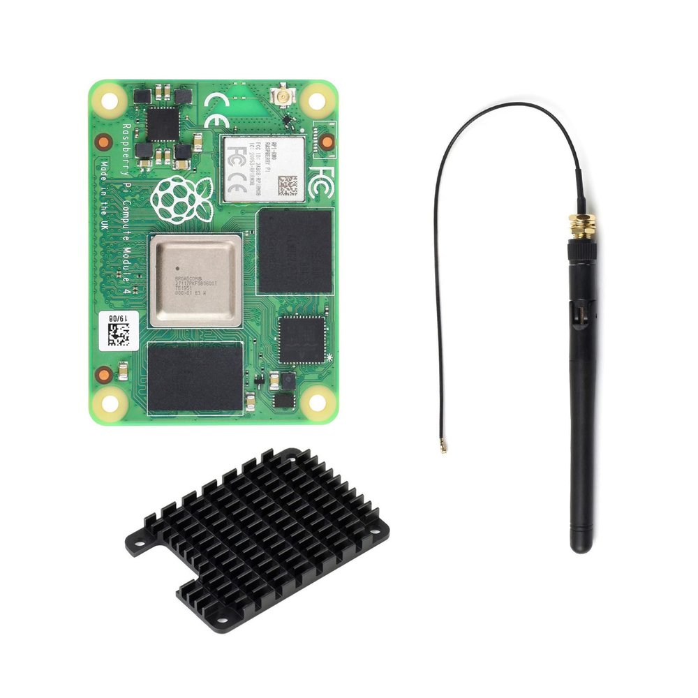 Waveshare Pi Compute Module 4 Comes with an Official Raspberry Pi CM4102016 (with Wireless, 2GB RAM, 16GB eMMC Flash), an Antenna Kit and a HEATSINK. (3 Items)