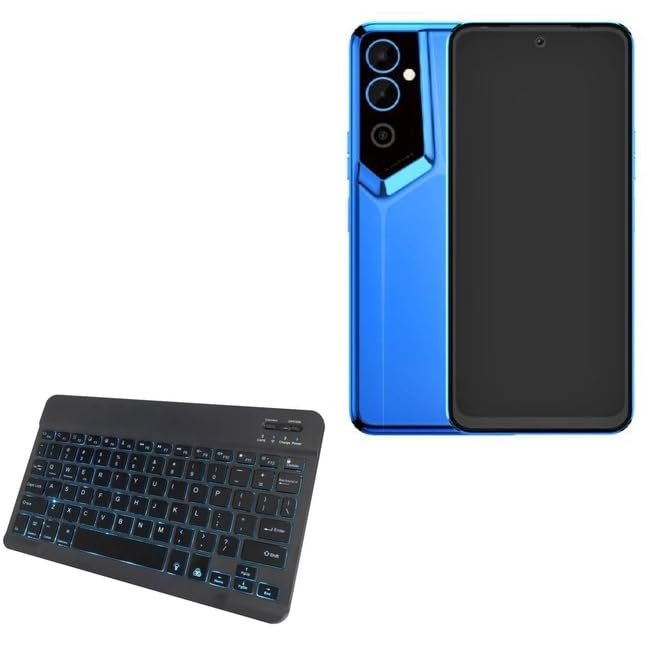 BoxWave Keyboard Compatible with Tecno Pova Neo 2 - SlimKeys Bluetooth Keyboard - with Backlight, Portable Slim LED 7 Colors - Jet Black