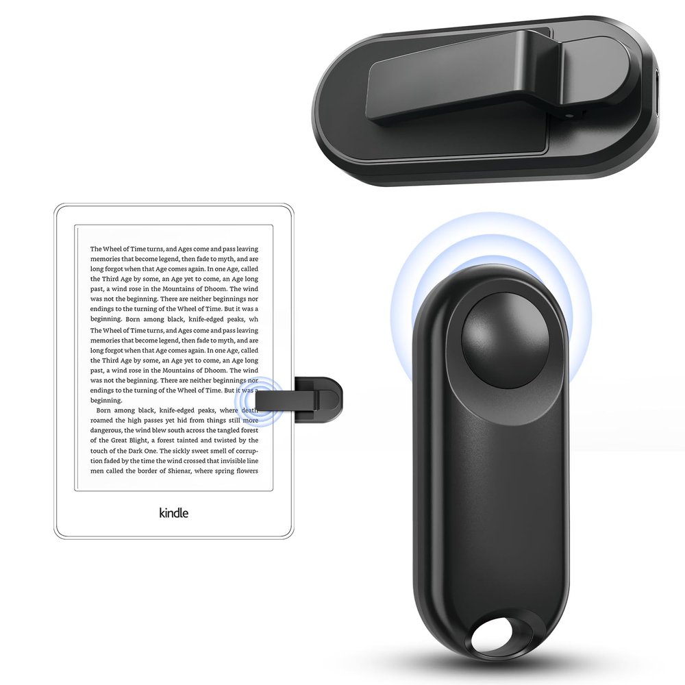 DATAFY Remote Control Page Turner for Kindle Paperwhite Oasis Kobo eReaders, Camera Camcorder Remote Controls, Page Turner Clicker for ipad Tablets Reading Novels with Wrist Strap Storage Bag