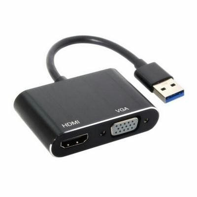 RKEBK USB 3.0 to HDMI-Compatible VGA Converter Adapter External Graphics Card Converter