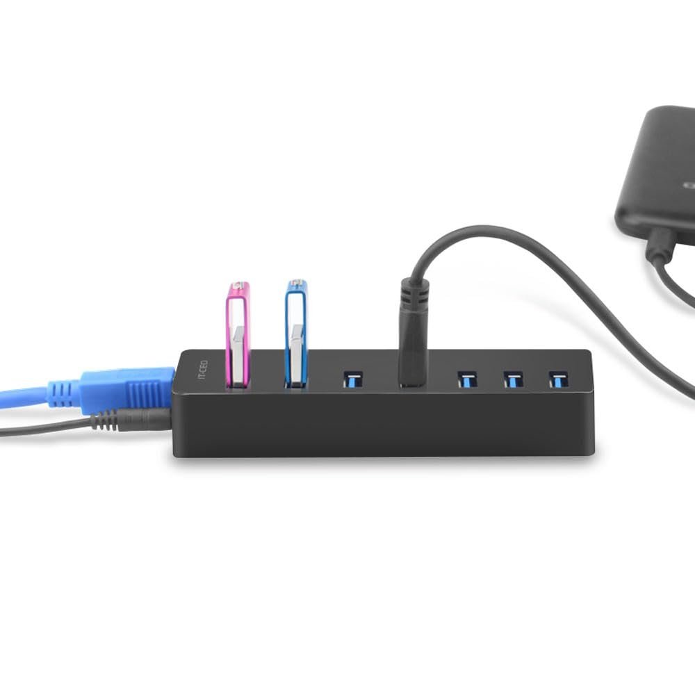 RKEBK 7 Port USB 3.0 HUB 5Gbps High Speed Powered Adapter Cable Splitter Extender PC 1108