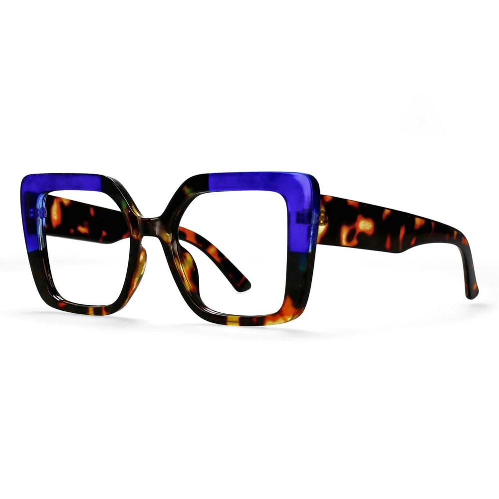 laureles Blue Light Blocking Reading Glasses Womens Large Square Blue Leopard Computer Eyewear Readers Female (C1, 1.00 Magnification)