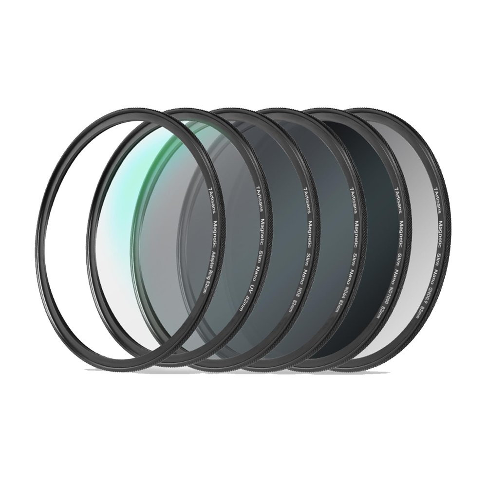 7artisans 67/72/77/82mm Magnetic Adapter Ring K9 UV, ND8, ND64, ND1000, GND0.9,Black Diffusion 1/4,CPL Nano Filter,Waterproof,Oil Slip Resistant (77mm, Five in one Set(CPL+ND1000+ND64+ND8+GND0.9))