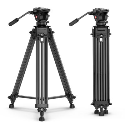 ULANZI MT-81 Camera Video Tripod with 360 Degree Fluid Head, 61inch/155cm Heavy Duty Aluminum Alloy Camera Tripod Stand, Quick Release Plate Compatible with DSLR Camcorder, Load Up to 17.6lb/8kg