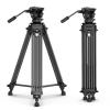 ULANZI MT-81 Camera Video Tripod with 360 Degree Fluid Head, 61inch/155cm Heavy Duty Aluminum Alloy Camera Tripod Stand, Quick Release Plate Compatible with DSLR Camcorder, Load Up to 17.6lb/8kg view 1