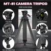ULANZI MT-81 Camera Video Tripod with 360 Degree Fluid Head, 61inch/155cm Heavy Duty Aluminum Alloy Camera Tripod Stand, Quick Release Plate Compatible with DSLR Camcorder, Load Up to 17.6lb/8kg view 2