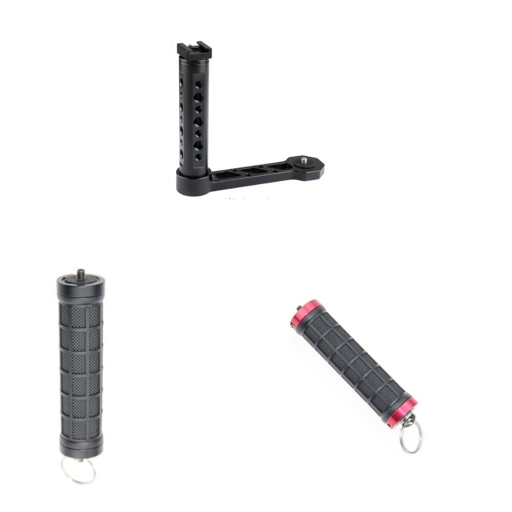 CAMVATE Universal L Bracket Handle + Camera Handle Grip(Black) + Camera Handle Grip(Red)