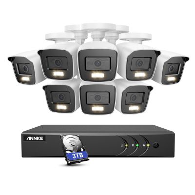 ANNKE 16CH Security Camera System, 3K Lite Surveillance DVR with 8X 2MP Wired CCTV Cams with Full Color Night Vision, 130DB WDR, 3D DNR, AI Human/Vehicle Detection, Remote Access, 3TB HDD Included