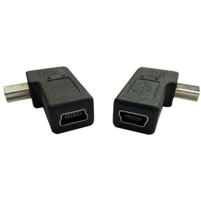 RKEBK USB 2.0 Adapter Plug - Left and Right Angle Mini to Mini - Male to Female - 2Pack