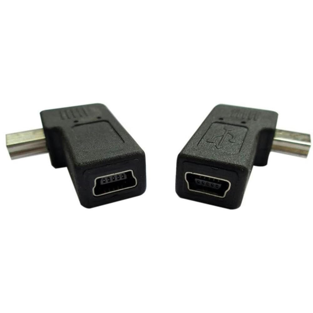 RKEBK USB 2.0 Adapter Plug - Left and Right Angle Mini to Mini - Male to Female - 2Pack